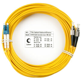 Шнур оптический LC/UPC-FC/UPC, SM, 10м, LSZH, Duplex, желтый, Cabeus FOP(d)-9-LC-FC-10m