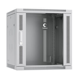 Шкаф настенный разобр. 19" 12U 600x600x635мм, дверь стекло, серый, CABEUS SH-05F-12U60/60-R