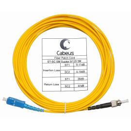 Шнур оптический SC/UPC-ST/UPC, SM, 25м, LSZH, Simplex, желтый, Cabeus FOP(s)-9-SC-ST-25m