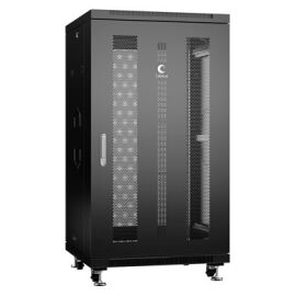 Шкаф напольный 19" 22U 600X800X1166мм, перед. и задн. двер перфор., черн., CABEUS ND-05C-22U60/80-BK