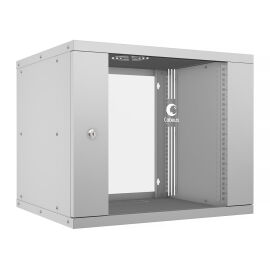 Шкаф настенный 19" 9U 550x450x450мм, LIGHT, дверь стекло, серый, CABEUS WSC-05D-9U55/45