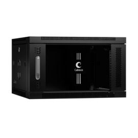 Шкаф настенный 19" 6U 600x450x368мм, дверь металл, черный, CABEUS SH-05F-6U60/45m-BK