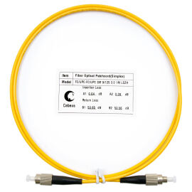 Шнур оптический FC/UPC - FC/UPC, SM, 1м, LSZH, Simplex, желтый, Cabeus FOP(s)-9-FC-FC-1m