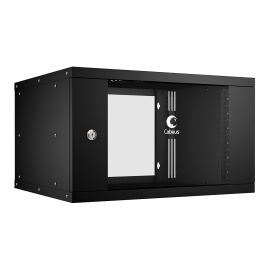 Шкаф настенный 19" 6U 550x450x320мм, LIGHT, дверь стекло, черный, CABEUS WSC-05D-6U55/45-BK