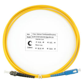 Шнур оптический SC/UPC–ST/UPC, SM, 2м, LSZH, Simplex, желтый, Cabeus FOP(s)-9-SC-ST-2m