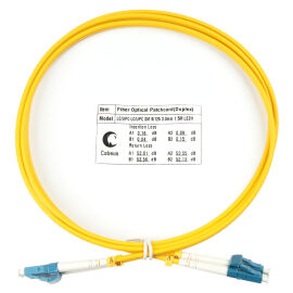 Шнур оптический LC/UPC-LC/UPC, SM, 2м, LSZH, Duplex, желтый,Cabeus FOP(d)-9-LC-LC-2m