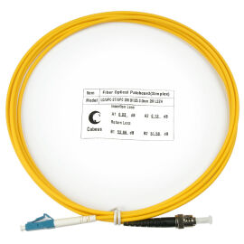 Шнур оптический LC/UPC–ST/UPC, SM, 2м, LSZH, Simplex, желтый, Cabeus FOP(s)-9-LC-ST-2m