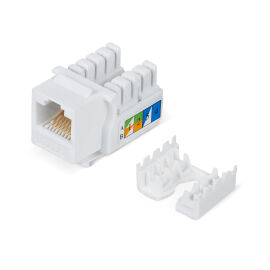 Вставка Keystone Jack RJ-45(8р8с), Кат.5e, 110, белая, Cabeus KJ-RJ45-Cat.5e-90