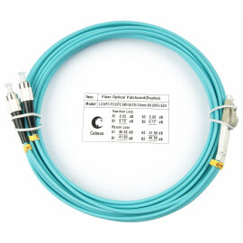 Шнур оптический LC/UPC–FC/UPC, МM, 50/125, OM3, 7м, LSZH, Duplex, бирюз., Cabeus FOP-50-LC-FC-7m