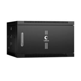 Шкаф настенный 19" 6U 600x600x368мм,  дверь металл, черный., CABEUS SH-05F-6U60/60m-BK