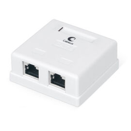 Розетка компьютерная RJ-45, кат.6, экран., двойная, внешняя, Cabeus WS-8P8C-Cat.6-SH-2