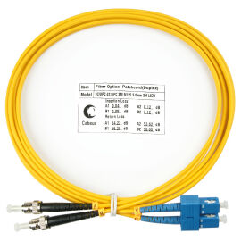 Шнур оптический SC/UPC-ST/UPC, SM, 2м, LSZH, Duplex, желтый, Cabeus FOP(d)-9-SC-ST-2m