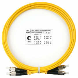 Шнур оптический FC/UPC-FC/UPC, SM, 3м, LSZH, Duplex, желтый, Cabeus FOP(d)-9-FC-FC-3m