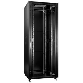 Шкаф напольный 19" 42U 800X800X2055мм, пер.стекл.дверь, зад.спл., черн., CABEUS SH-05C-42U80/80-BK 