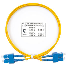 Шнур оптический SC/UPC-SC/UPC, SM, 1м, LSZH, Duplex, желтый, Cabeus FOP(d)-9-SC-SC-1m