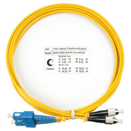 Шнур оптический SC/UPC-FC/UPC, SM, 2м, LSZH, Duplex, желтый, Cabeus FOP(d)-9-SC-FC-2m