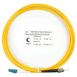 Шнур оптический LC/UPC-ST/UPC, SM, 3м, LSZH, Simplex, желтый, Cabeus FOP(s)-9-LC-ST-3m