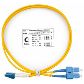 Шнур оптический LC/UPC-SC/UPC, SM, 1м, LSZH, Duplex, желтый,Cabeus FOP(d)-9-LC-SC-1m