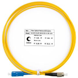 Шнур оптический SC/UPC–FC/UPC, SM, 2м, LSZH, Simplex, желтый, Cabeus FOP(s)-9-SC-FC-2m