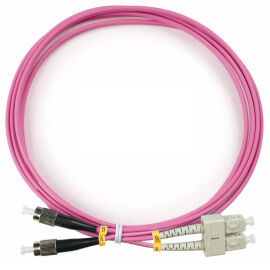 Шнур оптический SC/UPC-FC/UPC, MM, 50/125, 2м, LSZH, Duplex, маджента, Cabeus FOP-50-OM4-SC-FC-2m