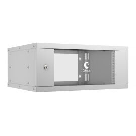 Шкаф настенный 19" 4U 550x450x230мм, LIGHT, дверь стекло, серый, CABEUS WSC-05D-4U55/45