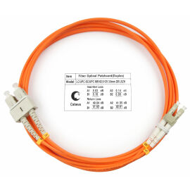 Шнур оптический LC/UPC–SC/UPC, МM, 62.5/125, 2м, LSZH, Duplex, оранж., Cabeus FOP-62-LC-SC-2m