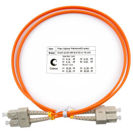 Шнур оптический SC/UPC – SC/UPC, МM, 62.5/125, 1м, LSZH, Duplex, оранж., Cabeus FOP-62-SC-SC-1m