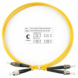 Шнур оптический FC/UPC-ST/UPC, SM, 1м, LSZH, Duplex, желтый, Cabeus FOP(d)-9-FC-ST-1m