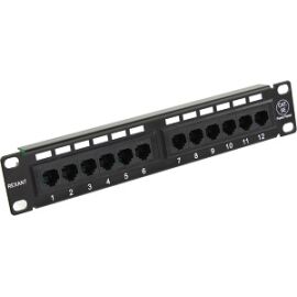 Патч-панель 1U, 10", 12хRJ45, UTP, кат.5e, черная, 110 IDC, REXANT 04-0020