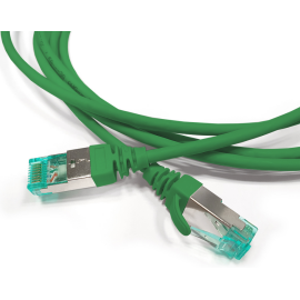 Патч-корд S/FTP 4 пары, Кат.6а, 2хRJ45, 1м, зеленый, LSZH, Hyperline PC-LPT-SFTP-RJ45-RJ45-C6a-1M-LSZH-GN