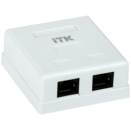 Розетка внешняя 2 порта RJ45, UTP, кат.5e, ITK CS2-1C5EU-22