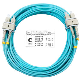 Шнур оптический SC/UPC-SC/UPC, МM, 50/125, OM3, 25м, Duplex, бирюз., Cabeus FOP-50-SC-SC-25m