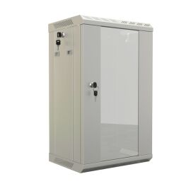 Шкаф настенный 10", 6U, 366,5х390х300мм, стекл.дверь, серый, Hyperline TDB-6U-GP-RAL7035