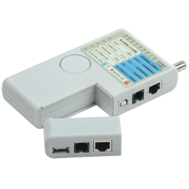 Тестер для витой пары, 4в1 RJ11/RJ45/BNC/USB с элем. пит., ITK WH3468