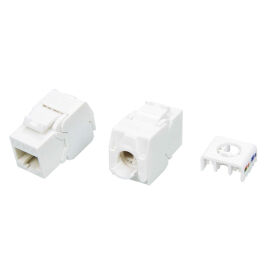 Вставка Keystone Jack RJ-45(8P8C), Кат.6а, тип 180гр, белая, Hyperline KJ8-8P8C-C6A-180-TLS-WH