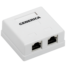 Розетка внешняя 2 порта RJ45, FTP, кат.5e, GENERICA CS2-1C5EF-22-G