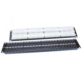 Патч-панель 2U, 19", 48хRJ-45, кат.5е, Dual IDC, черный, Hyperline PP3-19-48-8P8C-C5E-110D