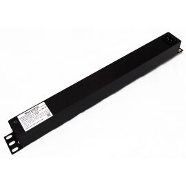 Блок розеток 19", 1U, 6 гнезд (Schuko), вход C14, 10А, с LED выкл, чер, без каб, Hyperline SHE19-6SH-S-IEC