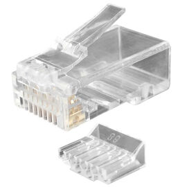 Коннектор (разъем) RJ-45, Кат.6, 8P8C, со вставкой, уп.100шт, Hyperline PLUG-8P8C-UV-C6-100