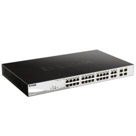 Коммутатор DGS-1210-28P, 24 порта, PoE 10/100Base-TX + 2 портами 10/100/1000BASE-T, 2 комбо-портами 10/100/1000BASE-T/SFP