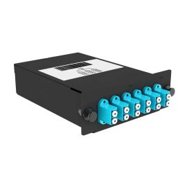 Кассета кроссовая 50/125, OМ3, 12 LC/UPС, Cabeus FO-OM3-1x12MPO(m)/U-12xLC/U-А-BK