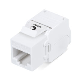 Вставка Keystone Jack RJ-45(8р8с), Кат.6а, без Toolless, белая, Cabeus KJ-RJ45-Cat.6A-180-Toolless