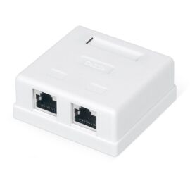 Розетка компьютерная RJ-45, Кат.5е, двойная, внешняя, Dual IDC, белая, WRline WR-WS-8P8C-C5E-2