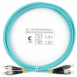 Шнур оптический FC/UPC-FC/UPC, МM, 50/125, OM3, 3м, Duplex, бирюз., Cabeus FOP-50-FC-FC-3m