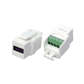 Вставка Keystone Jack USB 2.0 (Type A), ROHS, под винт, белая, Hyperline KJ1-USB-A2-SCRW-WH