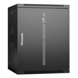 Шкаф настенный 19" 15U 600x600x769мм, дверь металл, черный, Cabeus SH-05F-15U60/60m-BK