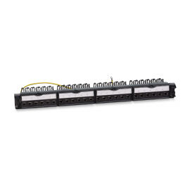 Патч-панель 1U, 19", 24хRJ45, UTP, кат.6a, с кабел.орган., Cabeus PL-24-KJ-RJ45-Cat.6a-180T