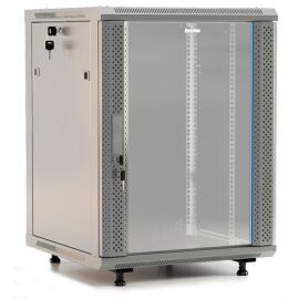 Шкаф настенный 19", 15U, 775х600х600мм, стекл.дверь, серый, Hyperline TWB-FC-1566-GP-RAL7035