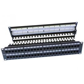 Патч-панель 2U, 19", 48хRJ-45, кат.6, Dual IDC, черный, Hyperline PP3-19-48-8P8C-C6-110D