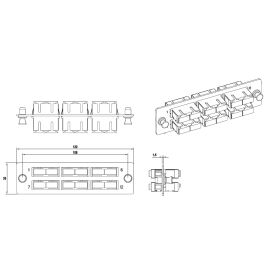 Панель для FO-19BX с 6 SC (duplex) адаптерами, SM, 120x32мм, Hyperline FO-FPM-W120H32-6DSC-BL